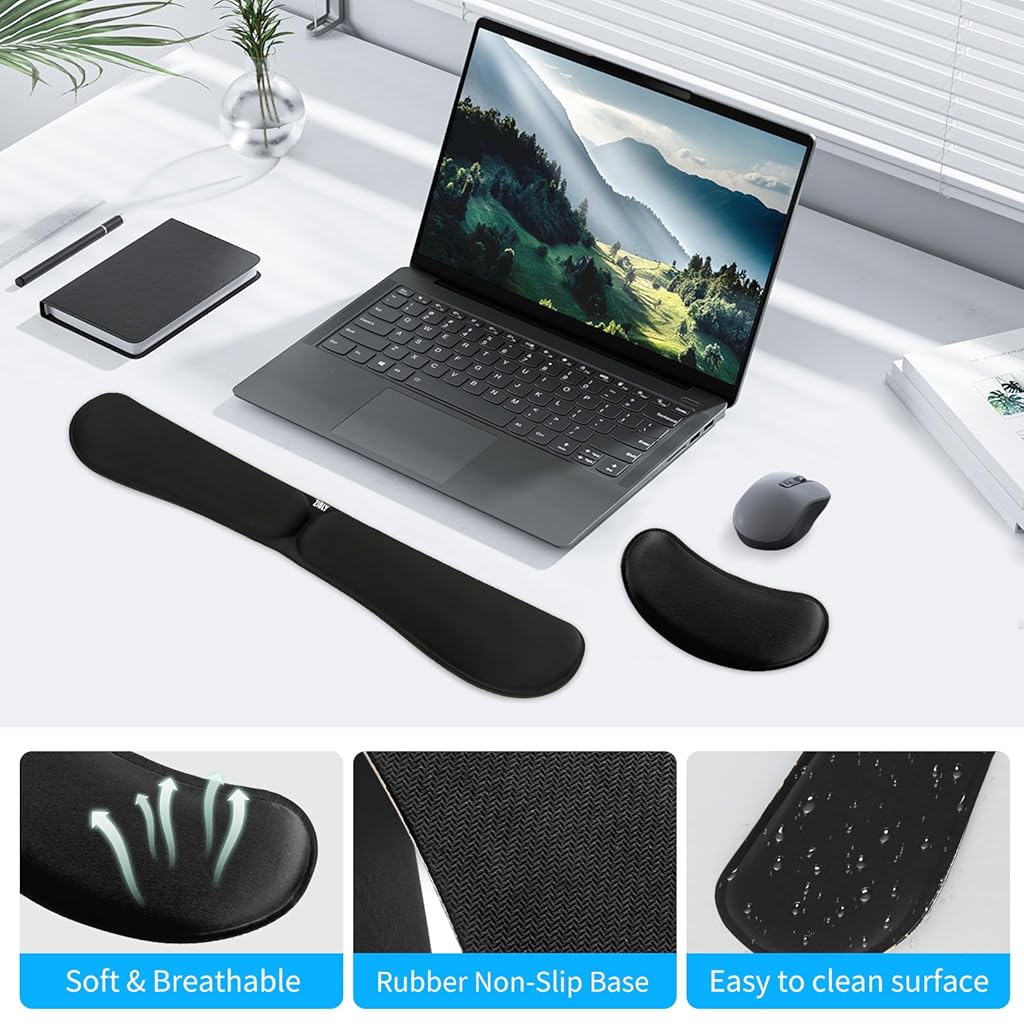ZORBES® Ergonomic Gel Memory Foam Keyboard Wrist Rest & Mousepad Rests for Computer,Silky Wrist Rest for Typing,Laptop and Mouse Desk Pads Support Hand and Arm 2 Piece Pad Office Travel-Black ZORBES® Ergonomic Gel Memory Foam Keyboard Wrist Rest & Mousepad Rests for Computer,Silky Wrist Rest for Typing,Laptop and Mouse Desk Pads Support Hand and Arm 2 Piece Pad Office Travel-Black
